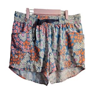 Nani Active Hybrid Shorts Women's XXL Blue Orange Floral Belted Pockets #565